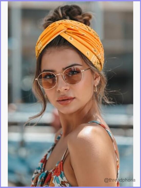 7\'\' Wide Knot Headbands Pack of 10 - Non Slip Boho Paisley Turban Hair Wrap